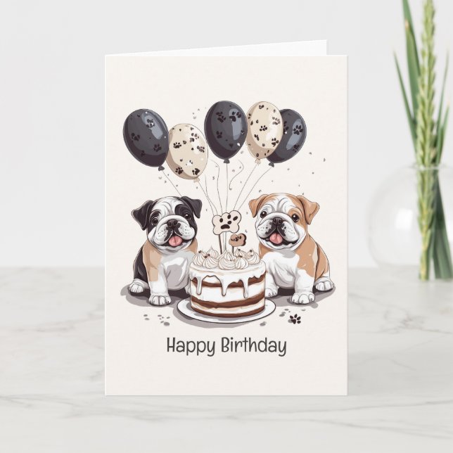 Happy Birthday English Bulldogs Card (Front)