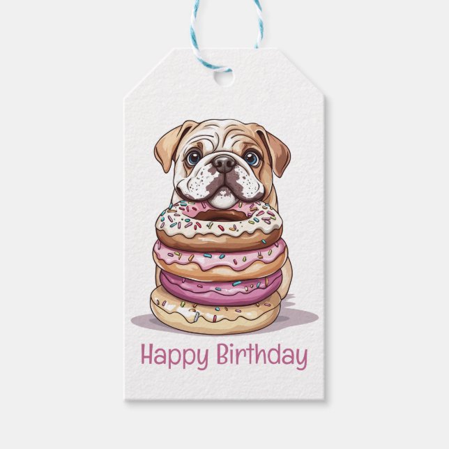 Happy Birthday English Bulldogs Gift Tags (Front)