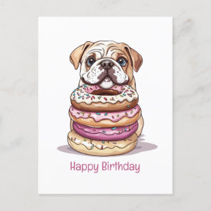 Happy Birthday English Bulldogs Holiday Postcard