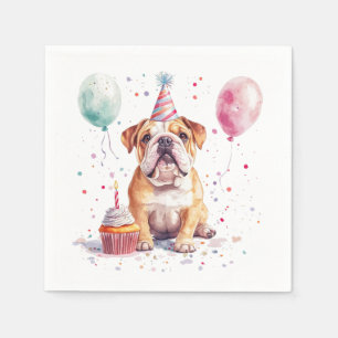 Happy Birthday English Bulldogs Napkin