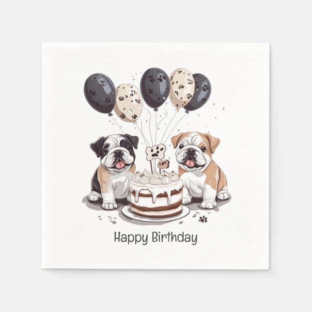 Happy Birthday English Bulldogs Napkin (Front)