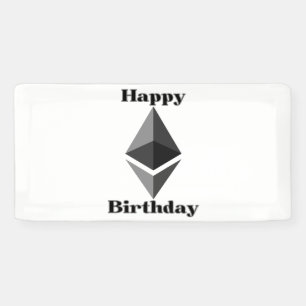 Happy Birthday Ethereum Icon 2x1 Vinyl Banner