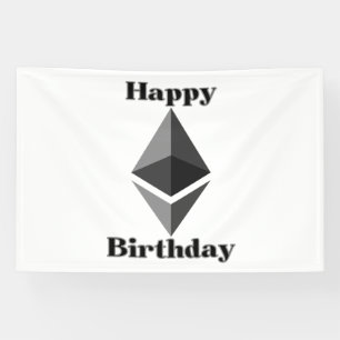Happy Birthday Ethereum Icon 4x6 Vinyl Banner
