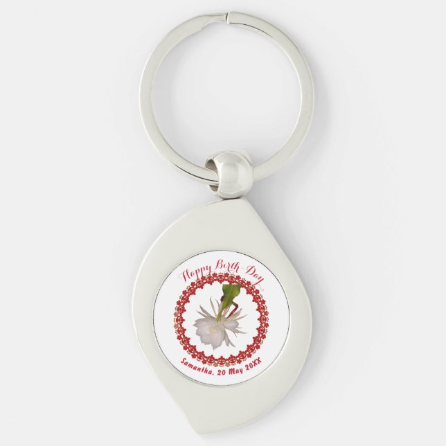 Happy Birthday Exotic Divine Bramha Lotus Wreath Key Ring (Front)