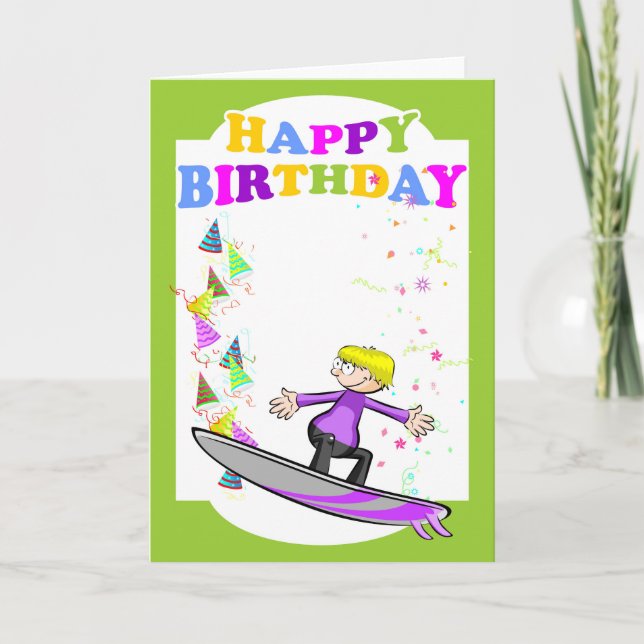 Happy birthday, extreme surfer card (Front)