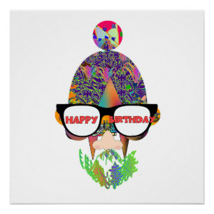 Happy Birthday Eyeglasses  Novelty  Poster