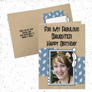 Happy Birthday fabulous daughter photo blue Card