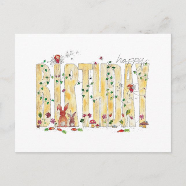 Happy Birthday -Fairy Woodland Postcard (Front)