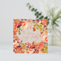 Happy Birthday Fall Autumn Garden Floral Champagne