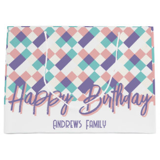 Happy Birthday Family Pastel Colours Large Gift Bag