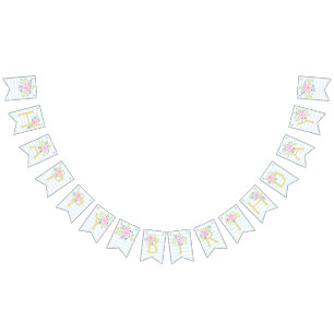 Happy Birthday Fancy Rose Blueberry Bunting Banner