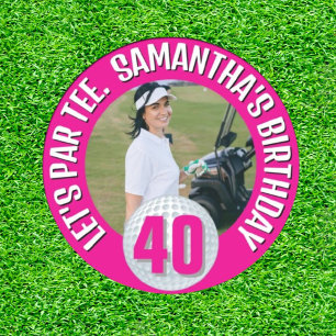 Happy Birthday Fantastic Pink lady Golfer Classic Round Sticker