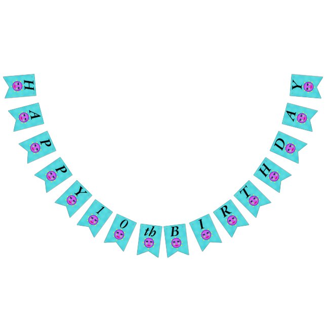 Happy Birthday Fantasy Purple Moon Yellow Stars Bunting (All)