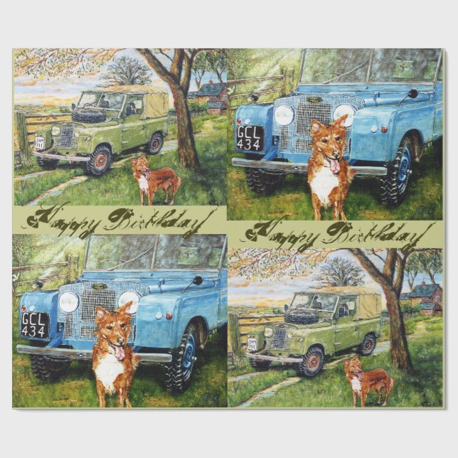 Happy Birthday Farming Theme Wrapping Paper (Flat)