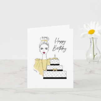 Happy Birthday Fashion Illustration Card