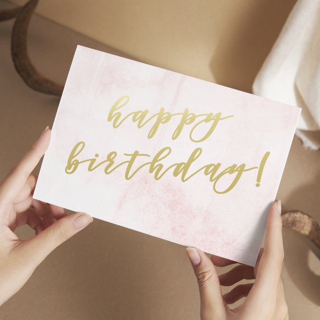 Happy Birthday | Faux Gold Script Postcard (Creator Uploaded)