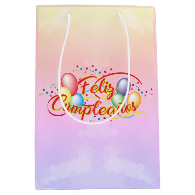 Happy birthday | Feliz Cumpleaños Medium Gift Bag (Front)