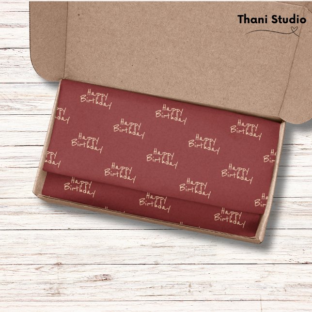 Happy Birthday Feminine Minimal Modern Typography Tissue Paper (Creator Uploaded)