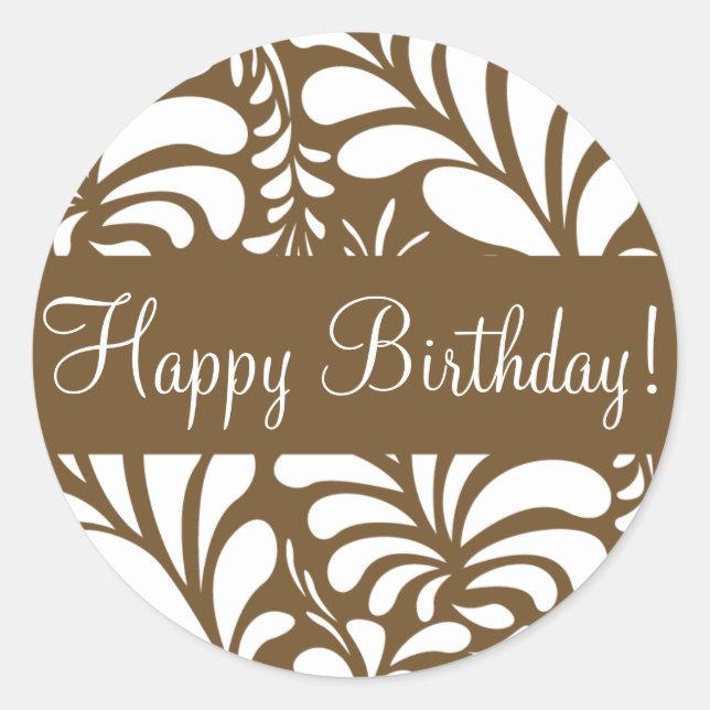 Happy Birthday Fern Flora Envelope Sticker Seal (Front)