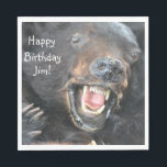 Happy Birthday Ferocious Bear Napkin<br><div class="desc">These birthday party napkins feature a scary roaring bear. Great for that He-man or hunter in your life! The text can be changed or eliminated to fit your need.</div>