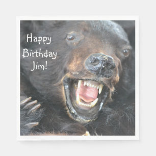 Happy Birthday Ferocious Bear Napkin