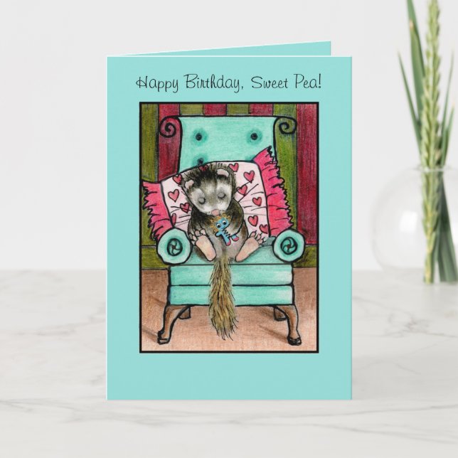 Happy Birthday Ferret Card (Front)