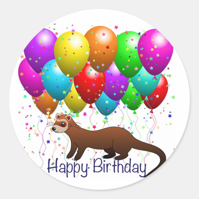 Happy Birthday Ferret Sticker (Front)