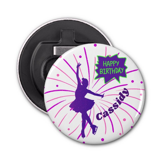 Happy Birthday Figure Skating Personalised  Bottle Opener (Front)