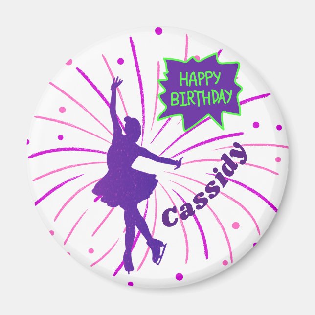 Happy Birthday Figure Skating Personalised  Magnet (Front)