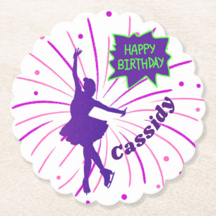 Happy Birthday Figure Skating Personalised  Paper Coaster
