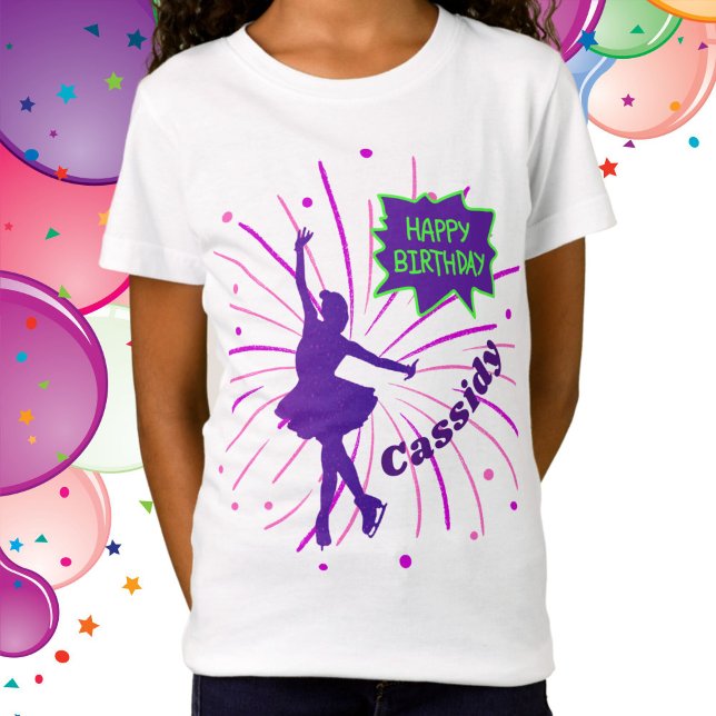 Happy Birthday Figure Skating Personalised  T-Shirt (Happy Birthday Figure Skating Tee)