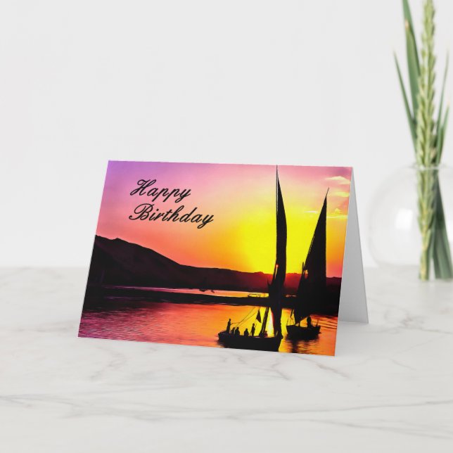 Happy Birthday Fine Art Sailing Card (Front)