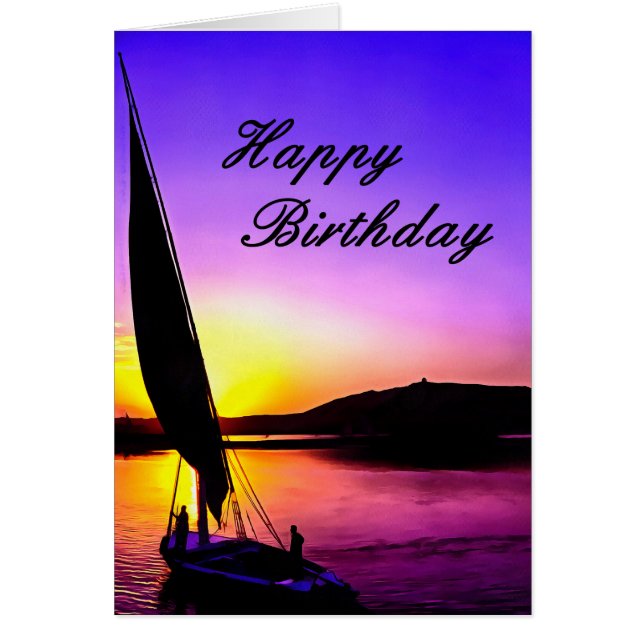 Happy Birthday Fine Art Sailing Card. (Front)