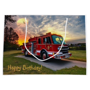 Happy Birthday Fire Engine Large Gift Bag