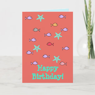 Happy Birthday Fish Starfish Greeting Card