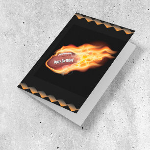 Happy Birthday Flaming Football Card