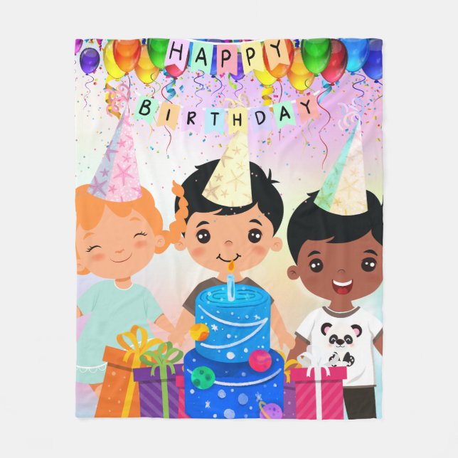 Happy Birthday Fleece Blanket (Front)