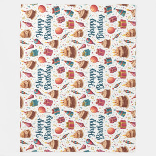 Happy Birthday Fleece Blanket with Balloons