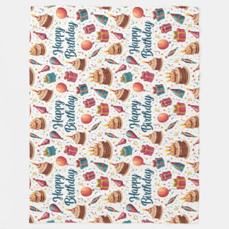 Happy Birthday Fleece Blanket with Balloons