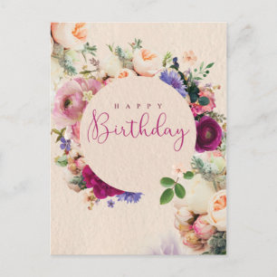 Happy birthday fleurs postcard