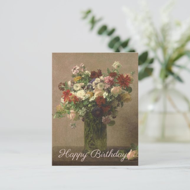 Happy Birthday - Floral Bouquet | French Fine Art Postcard (Standing Front)