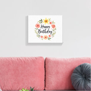 Happy Birthday Floral  Canvas Print