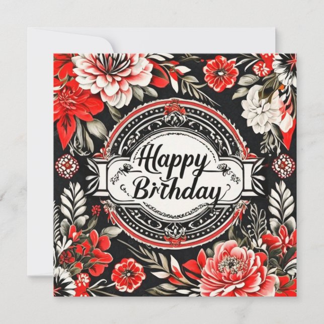 happy birthday floral card  (Front)