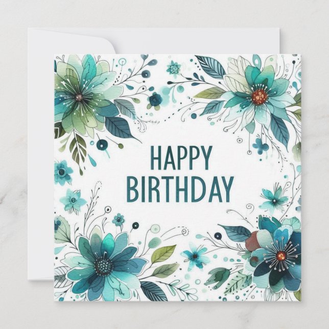 happy birthday floral card  (Front)