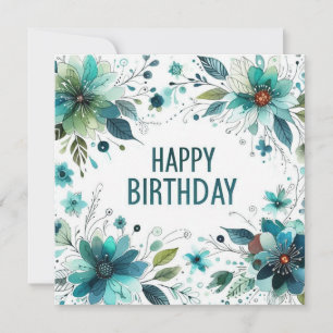 happy birthday floral card