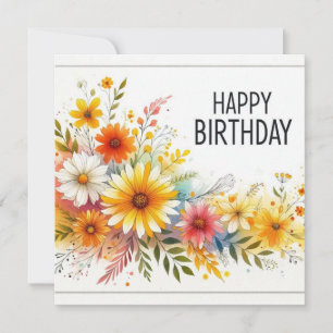 happy birthday floral card