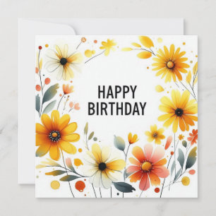 happy birthday floral card 