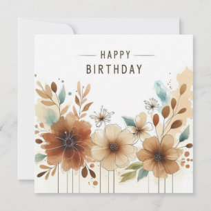 happy birthday floral card