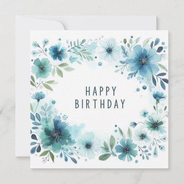 happy birthday floral card  (Front)