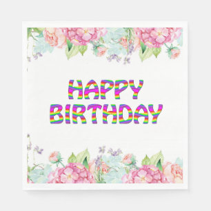 Happy Birthday floral design Napkin